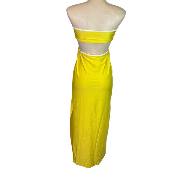 BAOBAB Mambo Evening Dress Neon Yellow Strapless Bandeau Cutout Small Women's - Picture 5 of 11